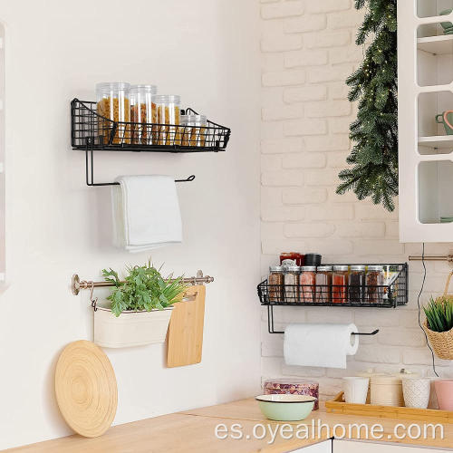 Soporte de toalla de cocina de montaje en la pared con almacenamiento en estante